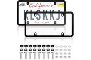 KLSKKJ 2 Pack Clear License Plate Covers and Frames Combo, Car License Plates Shields Holder Fits Any Standard US Plates with Screws Caps