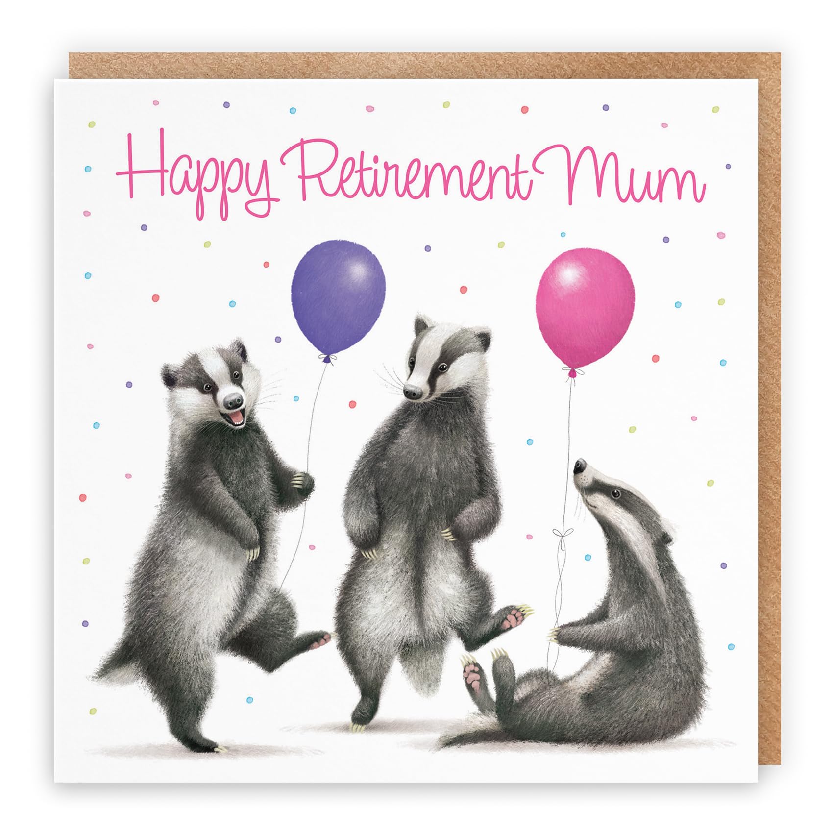 Hunts England - Badgers Funny Retirement Card For Mum - Milo's Gallery - Wildlife Mum Retirement Card - Retiring Card For Animal Fan Mum