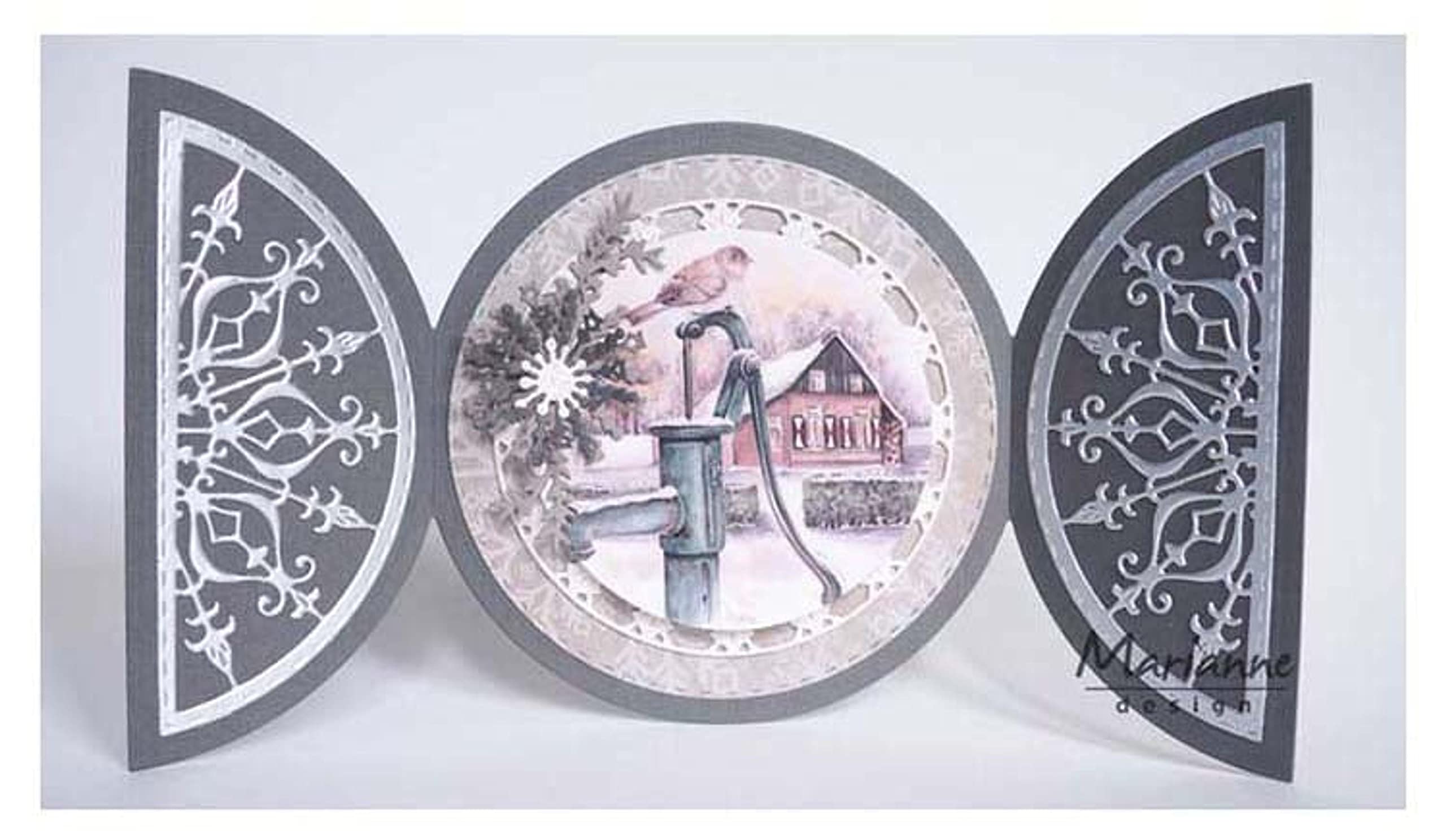 Marianne Design MDLR0618 Anjas Folding Circle Craftable Die, XL, 115 mm x 220mm, 7 Pieces