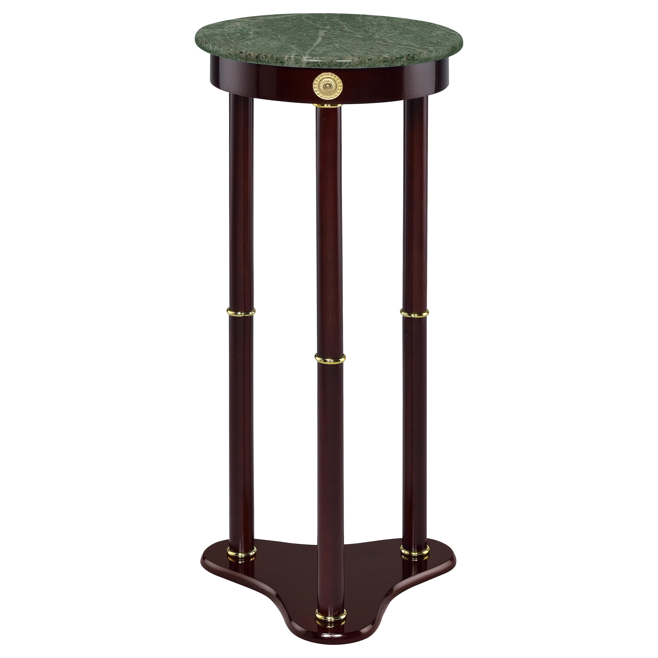 Coaster Edie 12-Inch Marble Top Table Tri-Leg Base Gold Accents Green Merlot
