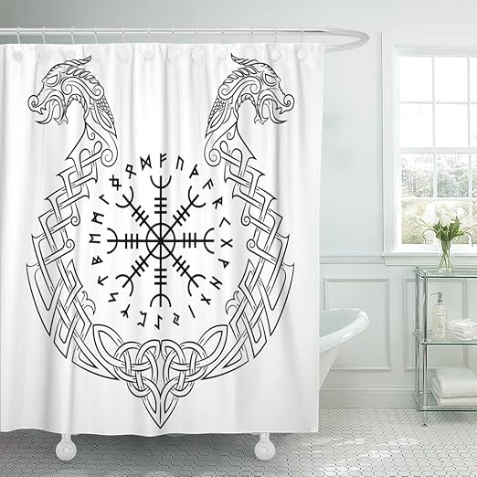 Amazon Com Emvency Shower Curtain Aegishjalmur Helm Of Awe Terror