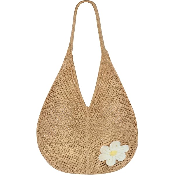 AOZOOSA Hobo Mesh Tote Bag For Women - Boho Beach Bag With Colored Beads, Knit Shoulder Bag For Summer, Travel, Shopping - View #4