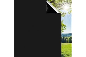 DARUITE Total Blackout Window Film Frosted Window Films for Privacy Light Blocking Removable Static Cling Room Darkening Blac