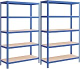 SONGMICS 5-Tier Heavy-Duty Shelving Units Set of 2 Grey 60x120x200 cm 875 kg