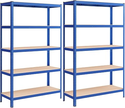 Songmics GLR060Q02 Set of 2 Heavy Duty Steel Shelving Units 60x120x200 cm