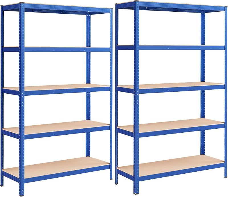 Songmics GLR060Q02 Set of 2 Heavy Duty Steel Shelving Units 60x120x200 cm