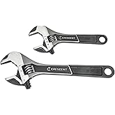 Crescent 2 Piece Set | 6" and 10" Wide Jaw Adjustable Wrenches | ATWJ2610VS | Home Improvement, Repair, and Garage Hand Tool, Wide Mouth Versatile Plumbing Tool