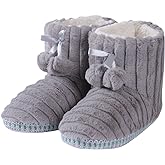 Forfoot Winter Slippers Booties for Women, Cozy Fleece House Shoes Indoor Bedroom Fuzzy Ankle Boot Slippers