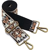 ZOOEASS Bronze Buckles Purse Strap, 2" Wide Crossbody Handbag Strap Adjustable Replacement Shoulder Strap Vintage Embroidery