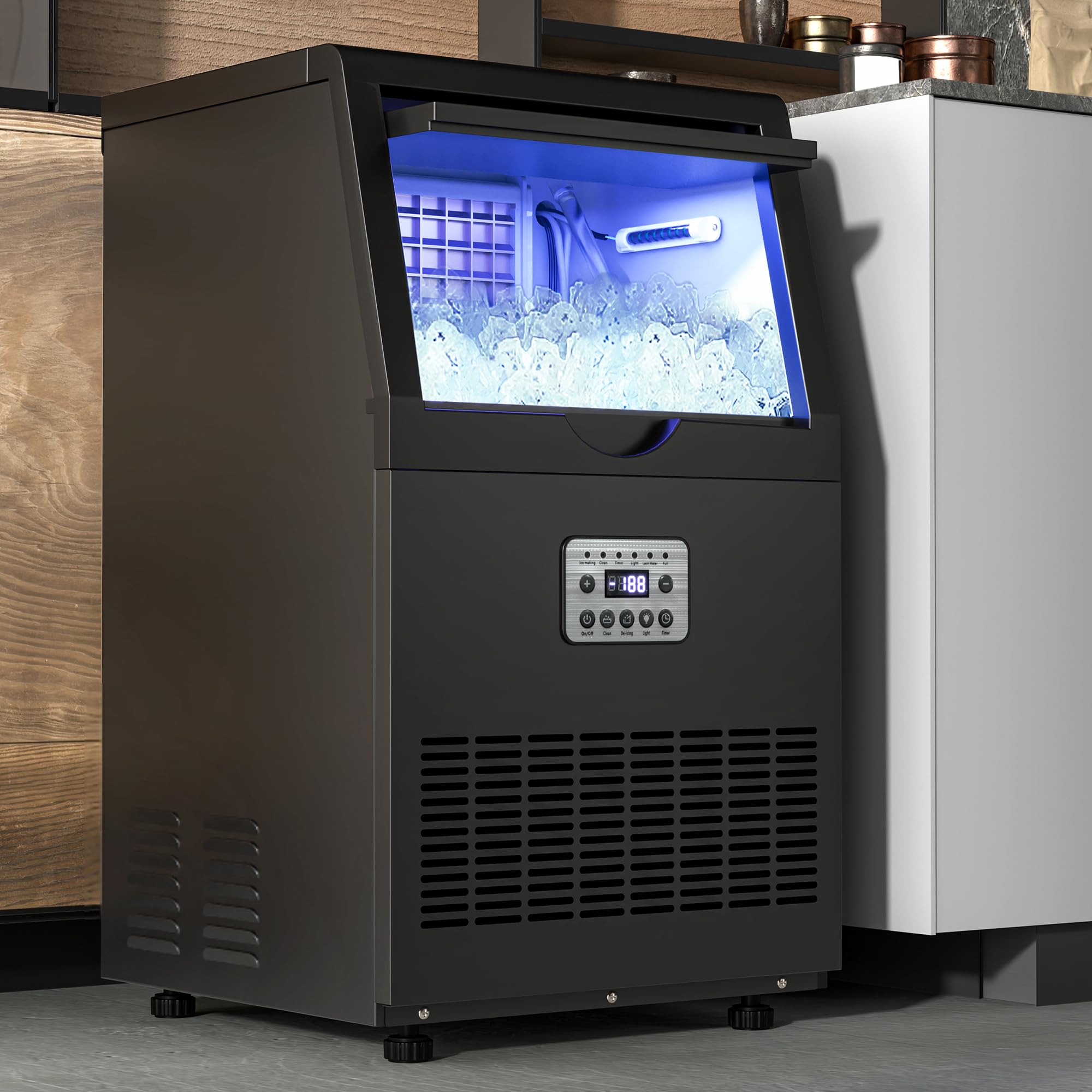Photo 1 of YITAHOME 130lbs Ice Maker Machine Commercial Under Counter Ice Maker, ETL & DOE Certificated Commercial Large Ice Makers Freestanding for Home Cafe Bar Restaurant 44pcs with 17lbs Storage Bin