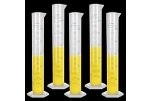 HNBUN 5Pack 250ml Plastic Graduated Cylinder, Transparent Measuring Cylinder Durable Lab Test Tube Flask, 2-Sided Measuring Lines Graduated Cylinder Beaker for Science Projects, Pour Spout