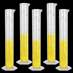5Pack 250ml Plastic Graduated Cylinder, Transparent