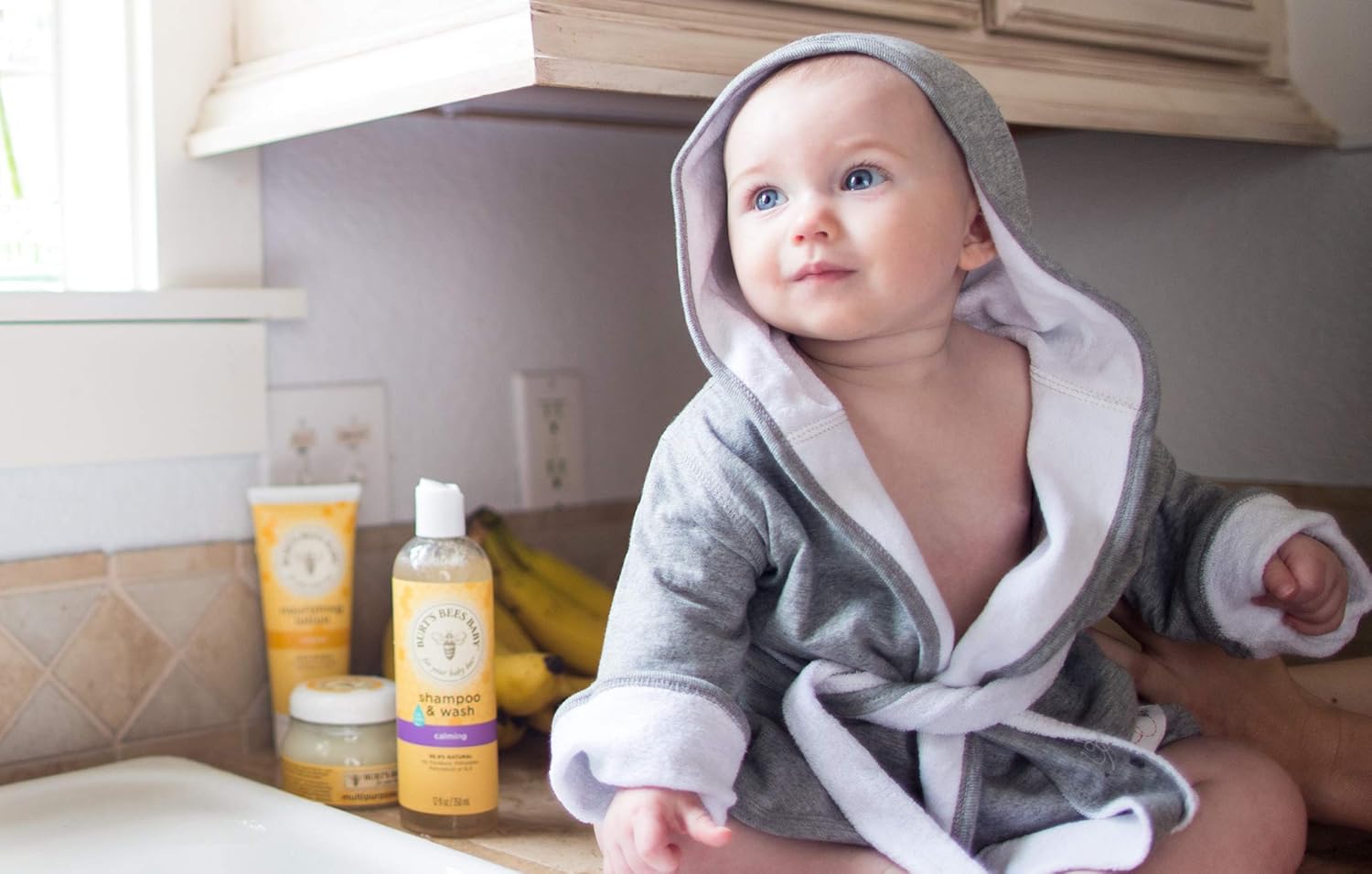 Burt's Bees Baby - Bathrobe, Infant Hooded Robe, Absorbent Knit Terry, 100% Organic Cotton, 0-9 Months (Heather Grey): Baby