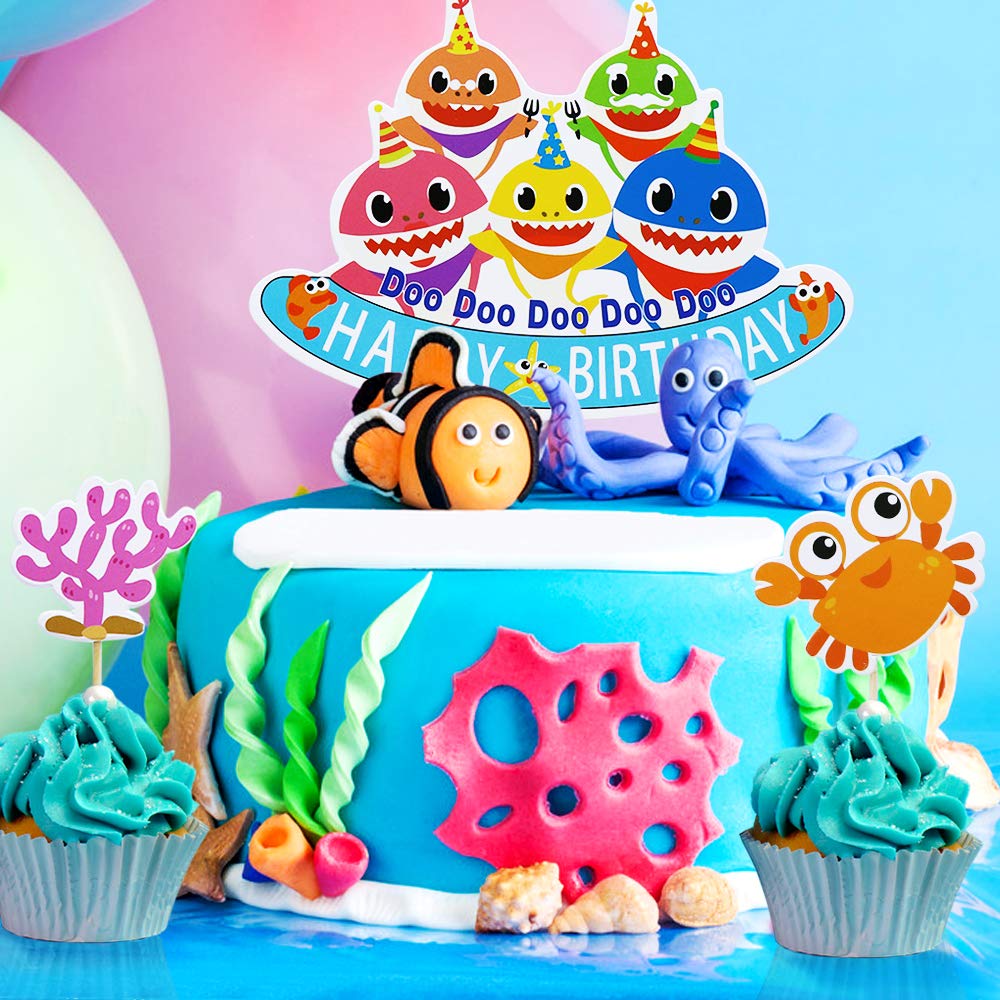 Cake Topper Birthday Decorations Shark Baby Party Supplies 18pack Sea World Shark Cupcake Toppers For Birthday Anniversary Party Toys Games Cake Cupcake Toppers Horeto Com