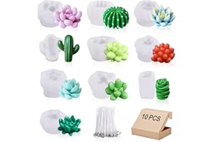 MGLIFEUL 10Pcs Succulent Cactus Plant Flower Silicone Resin Candle Soap Mold for Scented Candles Resin Soap Making Molds 3D Silicone Shapes Moldes De Silicona para Velas Artesanales De Silicona