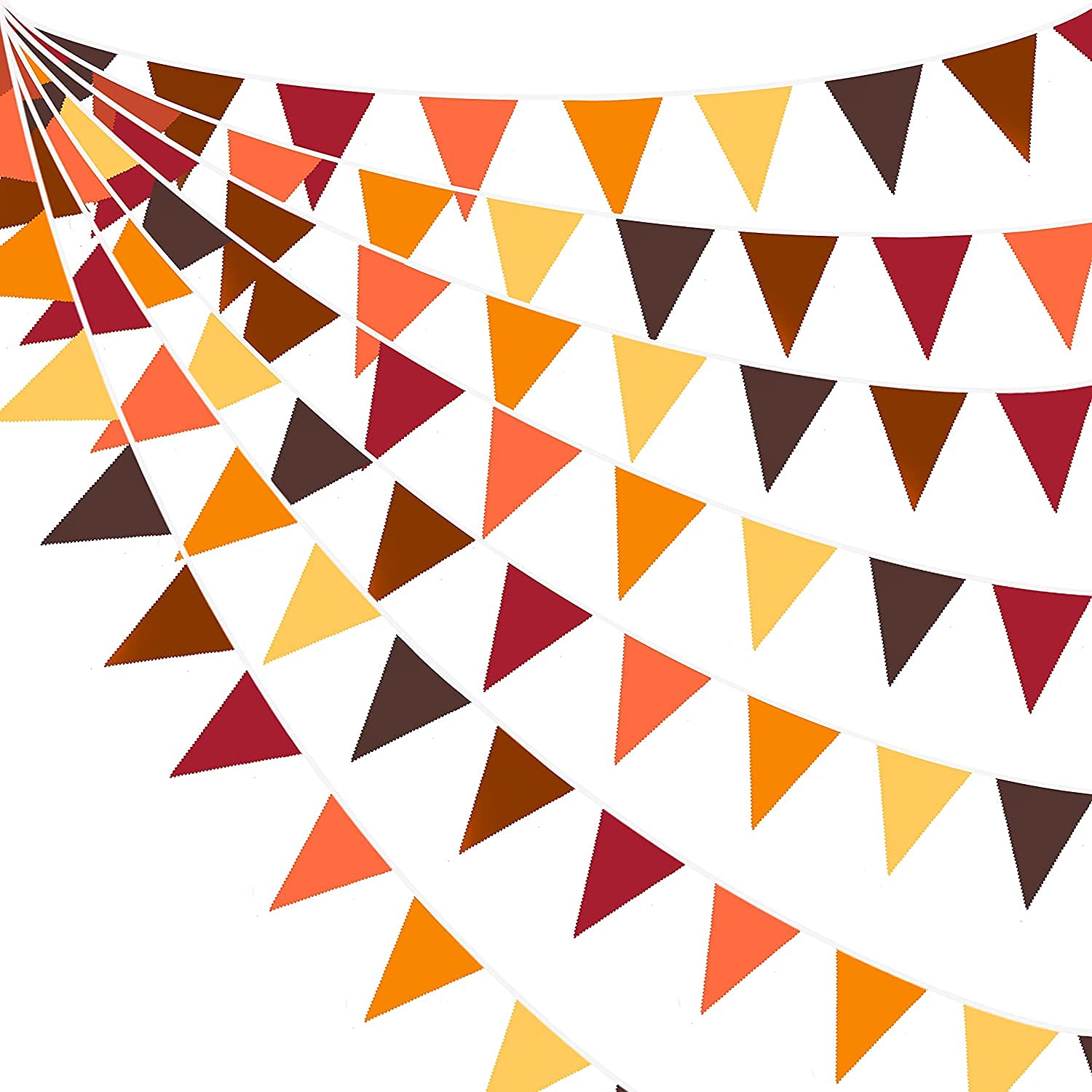 10M/32.8Ft Fall Bunting Banner Party Decoration Fabric Pennant Triangle Flag Garland for Wedding Birthday Baby Shower Anniversary Nursery Outdoor Garden Thanksgiving Day Harvest Festivals Autumn Decor