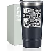 Onebttl Gifts for Runners Men, Running Gift for Male, 20oz Stainless Steel Tumbler with Lid Straw for Runner - Eat Sleep Run Repeat