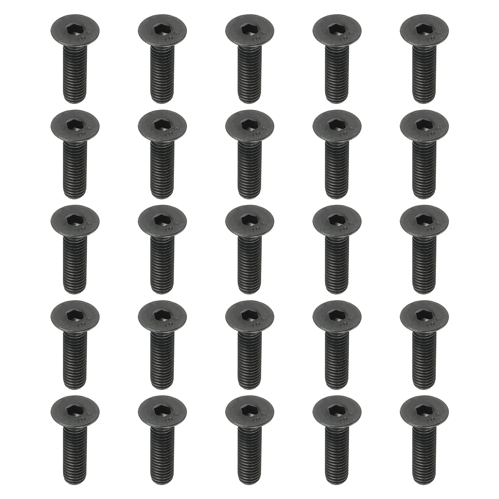 PATIKIL M8 x 30 mm Flat Head Socket Cap Screws, 20 Pack Flat Countersunk Bolts Medium Carbon Steel Hex Socket Drive Machine Screws Full Thread Black Oxide Grade 10.9