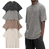 Eiscntd Men's Oversized T-Shirts Heavyweight Cotton Vintage Washed Loose Fit Unisex Baggy Tee Shirts