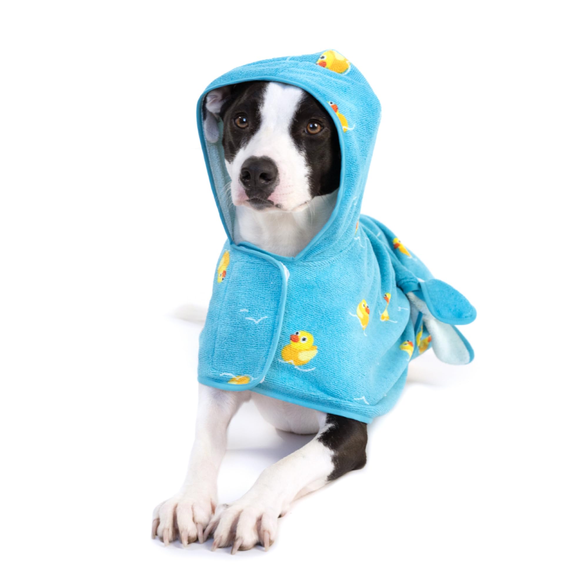 BarkBox Dog Bathrobe Towel - Lightweight, Super Cute Fast Drying Bathrobe for Dogs - Ducky (Medium)