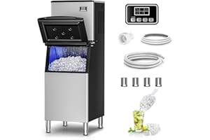 ICEVIVAL Commercial Ice Maker Machine, 425lbs/Day, SECOP Compressor&ETL, Auto-Cleaning Stainless Steel Industrial Ice Machine, 300lbs Storage, Ice Ready in 8 to 15mins, Air Cooled, Restaurant/Business