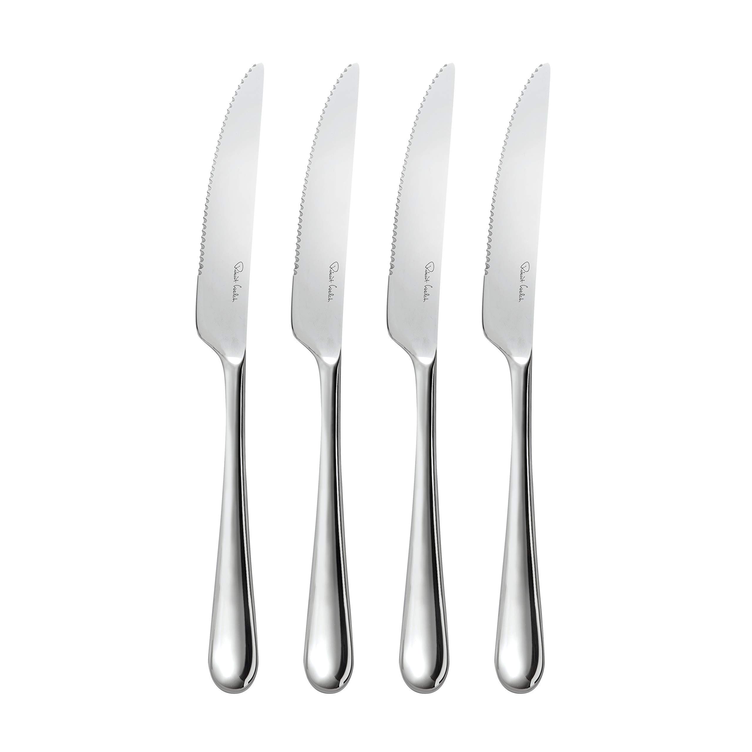 Robert Welch Kingham Bright Cutlery Steak Knife, Set of 4. Made from Stainless Steel. Dishwasher Safe.
