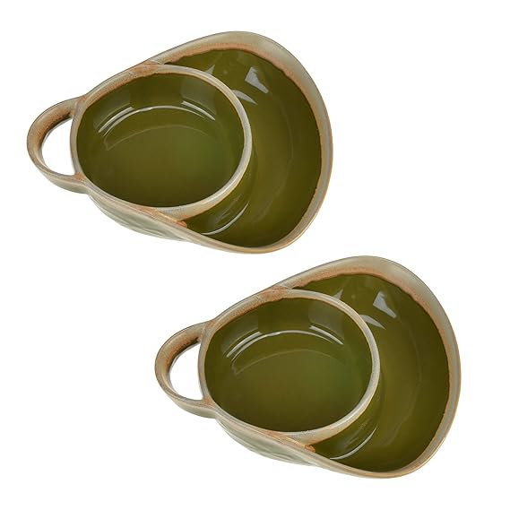 Stoneware Soup & Side Bowls Set of 2 by Roe & Moe (Olive