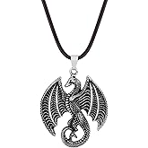 HAQUIL Dragon Necklace, Faux Leather Cord, Dragon Jewelry Gift for Men and Women