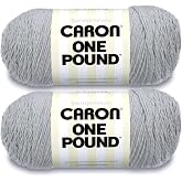 Caron One Pound Soft Yarn for Crocheting &amp; Knitting, Soft Graymix, 2-Pack | #4 Worsted Medium, Soft 100% Acrylic Yarn for Crochet, Knitting, Blankets and Crafts, 812yds, 453.6g/16oz per skein