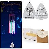Andmenow Solar Wind Chimes for Outside, 6 LED Tubes Color Changing Outdoor Clearance Unique Garden Decor Colorful Patio, Gifts for Her/Him Gift Version(37" Long)