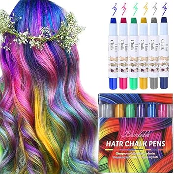 Damigram Haarkreide 6 Farben Temporare Haarfarbe Haar Kreide Set Non Toxic Waschbar Waxy Glitter Farbige Naturliche Haare Kreide Fur Karneval Weihnachten Geburtstag Amazon De Spielzeug