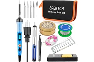 SREMTCH Electronics Soldering Iron Kit - 80W Digital LCD Solder Gun with ON/OFF Switch Adjustable Temperature Controlled and Fast Heating Thermostatic Design Welding Tools for DIY Welding Circuit Board (80W)