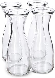 16.9 oz. (500 ml) Glass Carafe Beverage Bottles, 4-pack - Water Pitchers, Wine Decanters, Mixed Drinks, Mimosas, Centerpieces, Arts & Crafts - Restaurant, Catering, Party, Home Kitchen Supplies