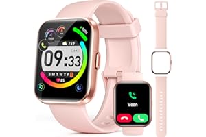 WMK Smart Watch for Women, Fitness Tracker Step Calorie Counter Pedometer with Sleep Monitor, iOS Android Compatible Bluetooth Smartwatch with IP68 Waterproof, Answer/Make Call