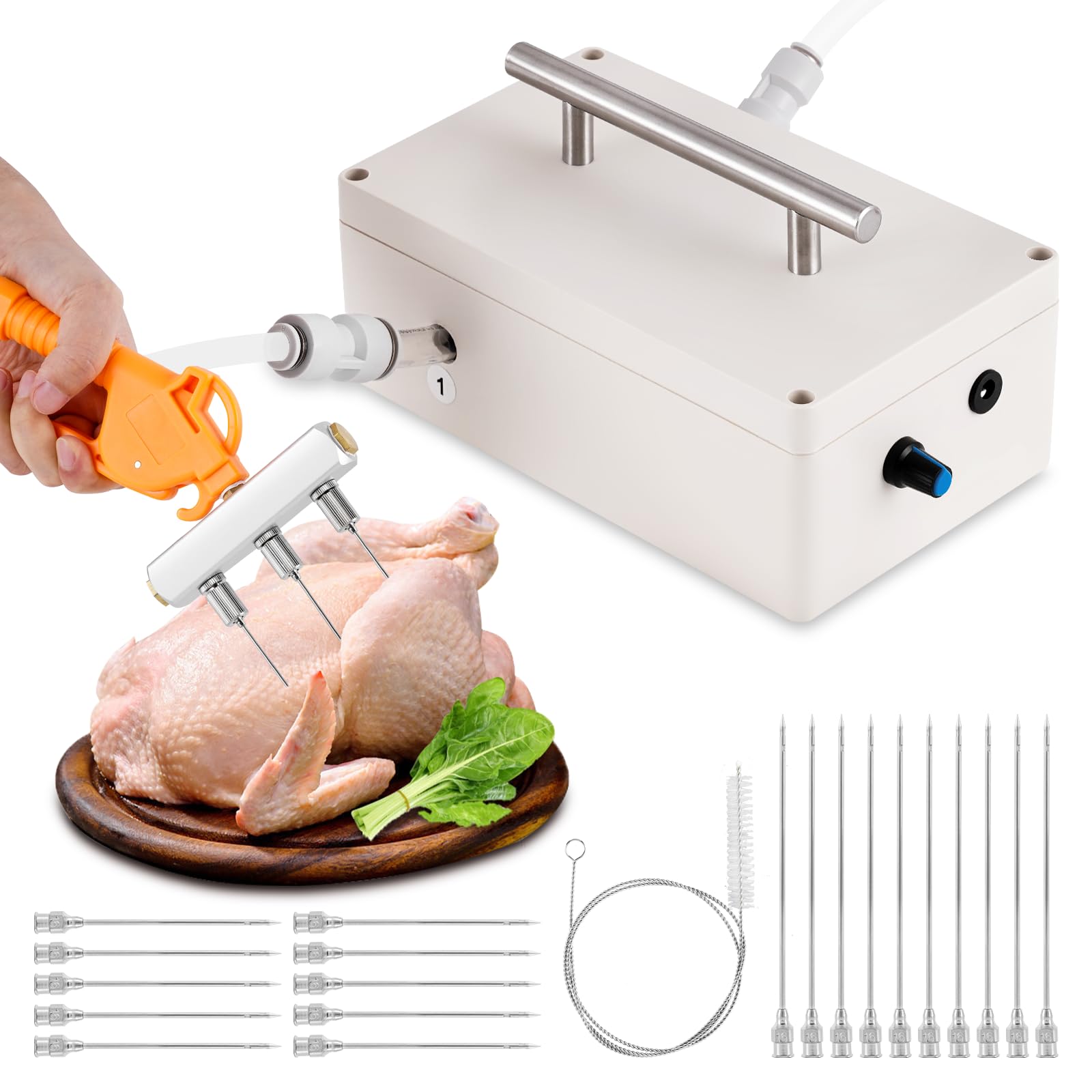 Photo 1 of Electric Meat Injector Gun Pump with Hose, 65W Marinade Injector Syringe with 20 Needles for Home Grilling, Family Parties & Outdoor Cooking Turkey, Pork, Beef (Yellow)