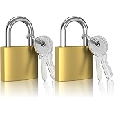 XFJSAK 2 Pcs Small Keyed Padlocks, Locker Lock, Locks with Keys 32mm, Gold, Compact, Hardened Alloy, Securing Luggage, Gym Lockers