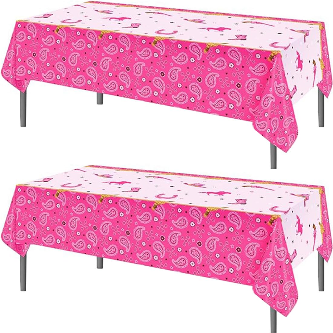 TOKYMOON 2 Pack of Disposable Western Cowboy Cowgirl Horse Bandana Themed 54x87In Tablecloths Party Table Coverfor Kids Baby Shower Party Supplies — image 1