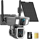 4G LTE Cellular Security Camera Outdoor, 4K 10x Optical Zoom Wireless Solar Camera 12000mAh, No WiFi or WiFi 2 Mode, 360° Pan and Tilt AI Tracking Cam for Remote Monitor with SIM Card and 64GB SD Card