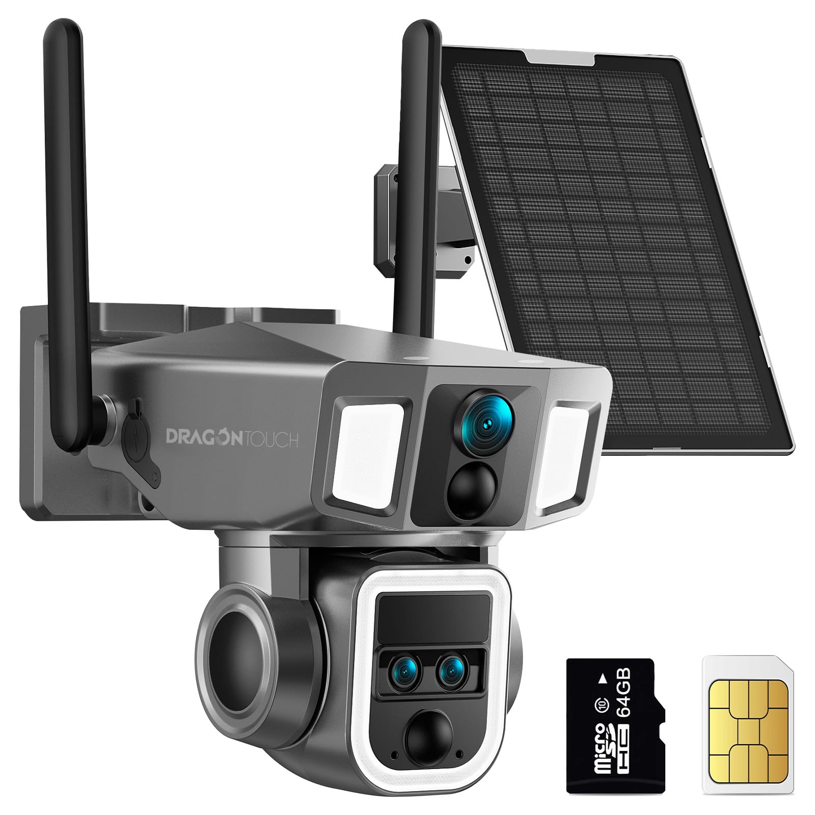 Photo 1 of 4G LTE Cellular Security Camera Outdoor, 4K 10x Optical Zoom Wireless Solar Camera 12000mAh, No WiFi or WiFi 2 Mode, 360° Pan and Tilt AI Tracking Cam for Remote Monitor with SIM Card and 64GB SD Card