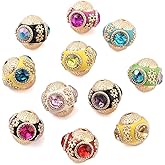 Ipotkitt 20 pcs Mixed Colors Alloy and Glass Handmade Round Indonesia Beads Chunky Tibetan Antique Vintage Spacer Beads for DIY Jewelry Bracelet Necklace Earrings Keychains Crafts