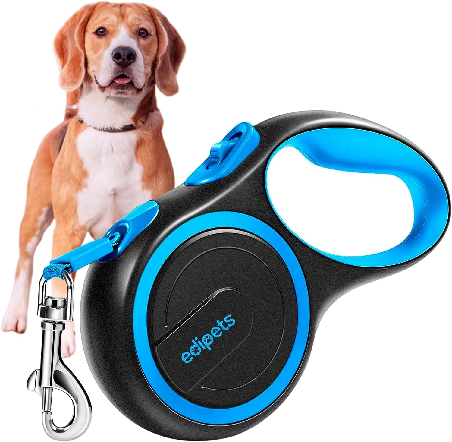 Edipets, Extendable Dog Leash, Retractable, 3, 5 and 8 Metres, Flexible Tape for Training and Walking, with Safe and Brake, Design and Comfortable Grip (Blue, 5 Metres up to 50kg)