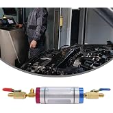 ArtHoval for R134a AC Filling with Pressure Gauge and Sight Glass, Aluminum Alloy Car Air Conditioning Repair Adapter for Vehicle Maintenance