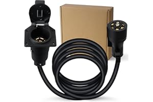 Pagaloce 7 Way Trailer Plug Socket Extension Cord 10FT, Heavy Duty 7 Pin RV Plug Connector, Pure Copper 7 Blade Trailer Wirin