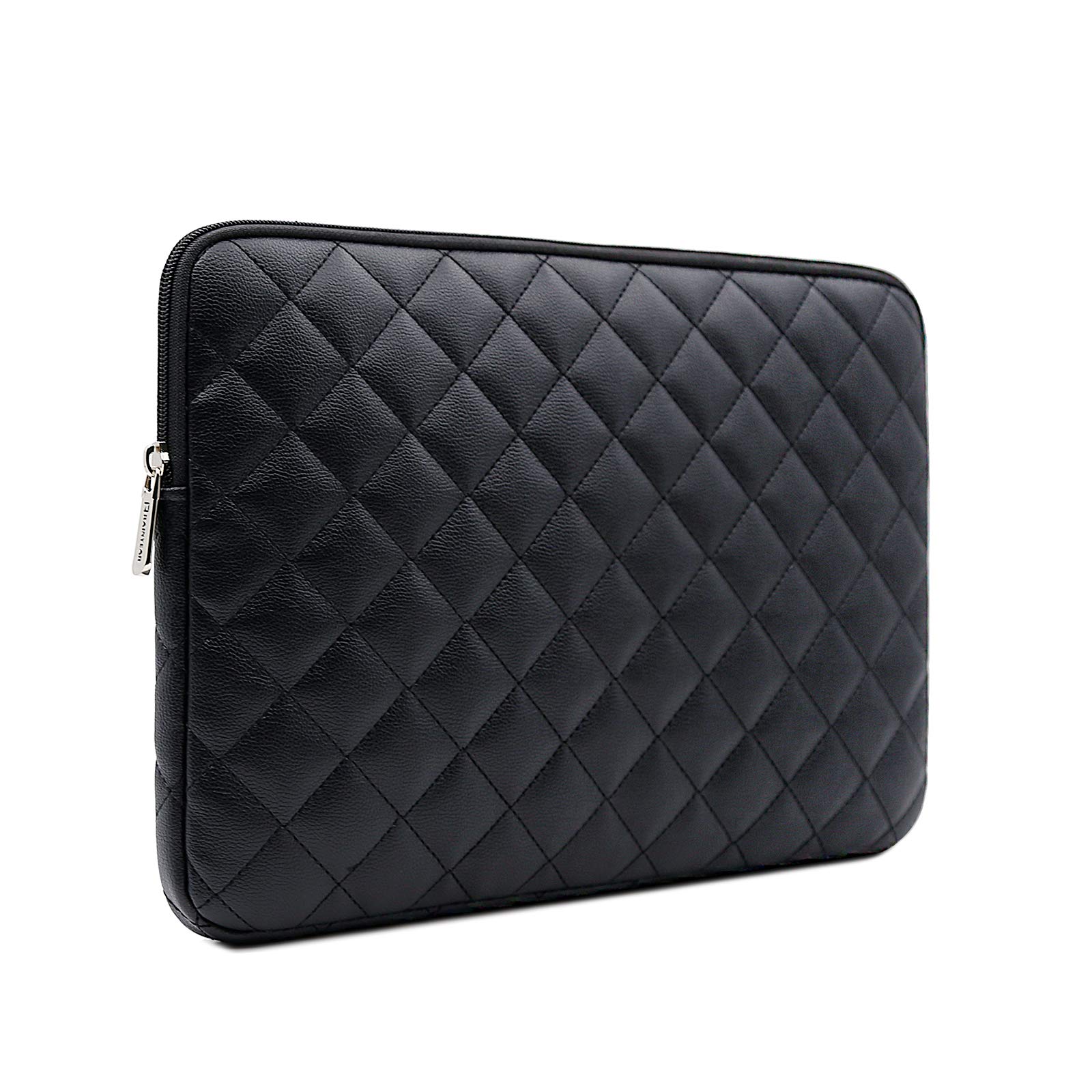 RAINYEAR 13 Inch Laptop Sleeve Diamond PU Leather Protective Shockproof Case Cover Water Resistant Carrying Bag Compatible with 13.3 MacBook Air Pro Model A1706 A1708 A2159 A2179 A2251 A2289(Black)