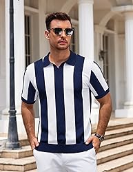 COOFANDY Mens Knit Polo Shirts V Neck Short Sleeve