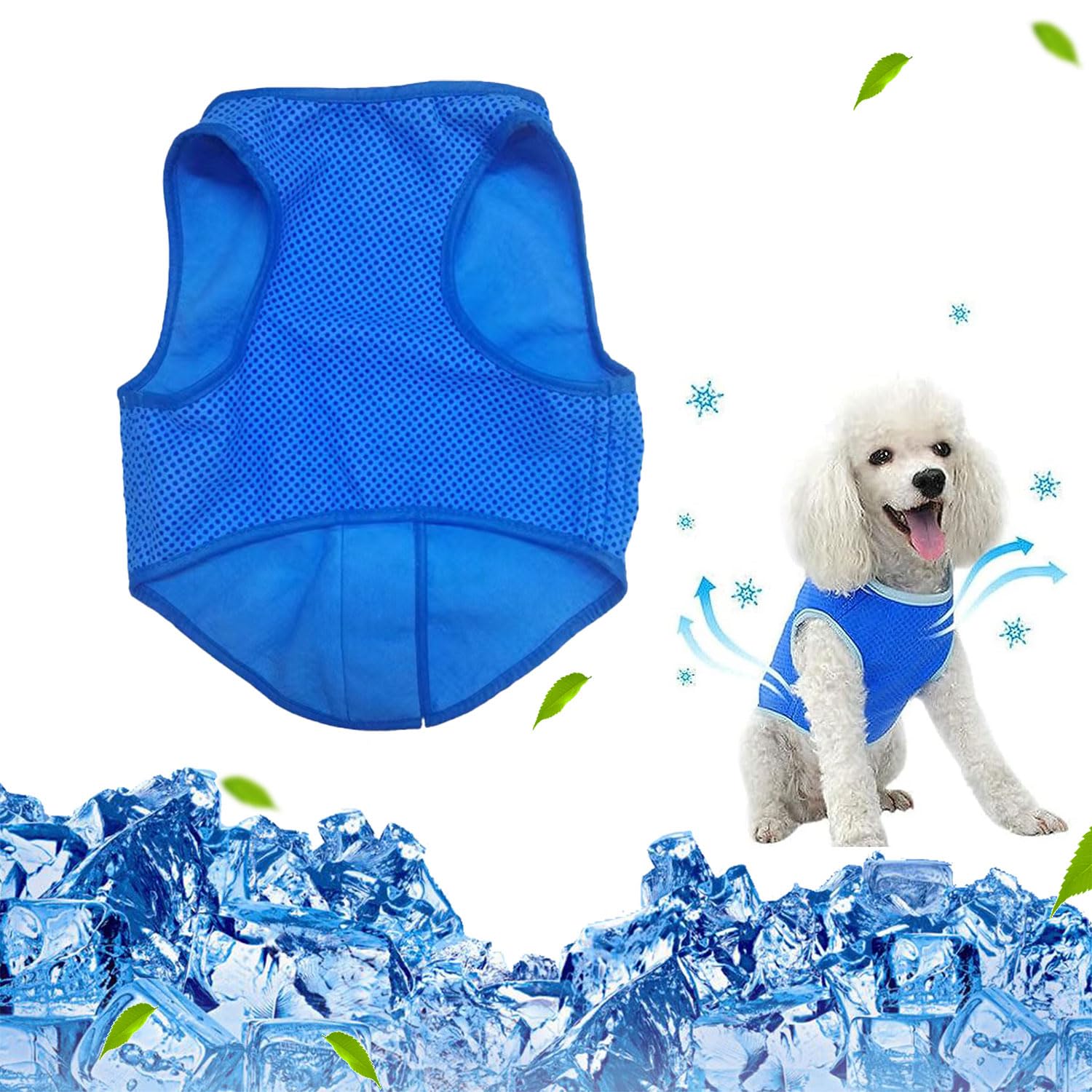 YumSur Pet Cooling Vest, Dog Ice-cooling Harness Coats, Cool Jackets for Dogs, Blue, Mesh, M