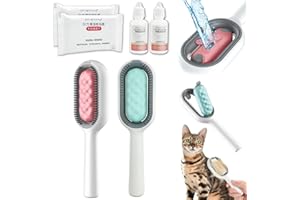 FILOYER Sticky Brush 2.0 for Cats, 4 in 1 Universal Pet Knots Remover with Leave-In Essence and Wet Wipes, Multifunctional Pet Hair Comb Tear Stain Removal (20 ML Leave-In Essence+10 PCS Wet Wipes, Mix)