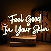 PMCVYH Feel Good In Your Skin Neon Sign for Wall Decor, 16.54" x 8.27" Led Signs for Beauty Salon, USB Dimmable Letters Neon Lights for Business Skincare Studio Shop Facial Spa Bar Home Wall Art