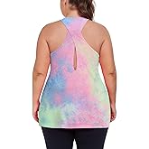 ForHailey Women's Plus Size Athletic Tank Tops Cross Backless Racerback Workout Yoga Running Sleevelss Shirts
