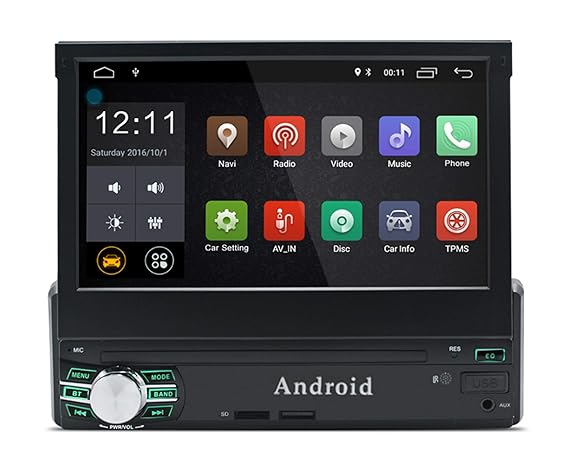 LEXXSON 1DIN Autoradio mit GPS Navigation Bluetooth WIFI Touchscreen MirrorLink USB/SD/AUX/Subwoofer | Android 8.0 Autostereo